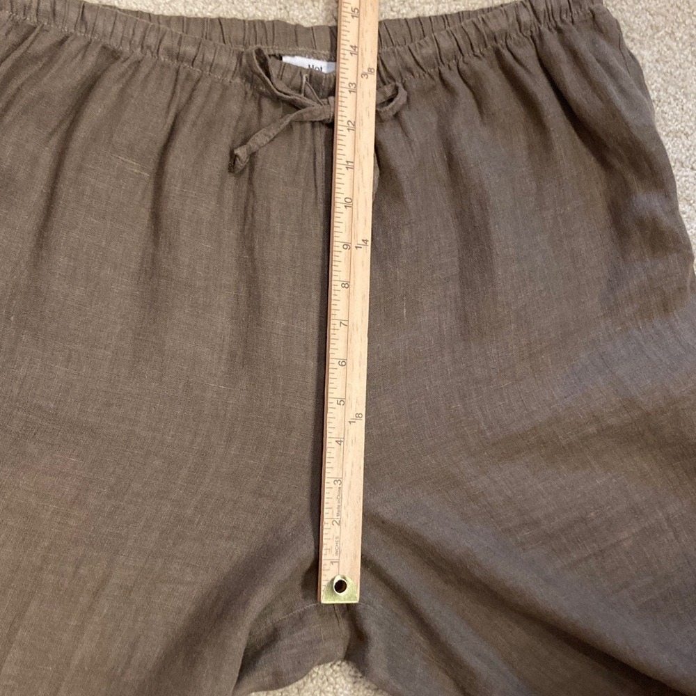 100% Linen Hot Cotton Relaxed Drawstring Elastic Wide-Leg Pants Brown XL - Picture 6 of 10